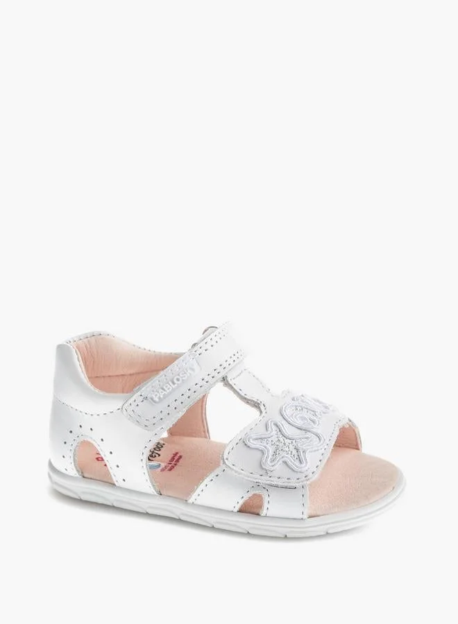 Pablosky Leather Strap Sandals With Hook & Loop Closure